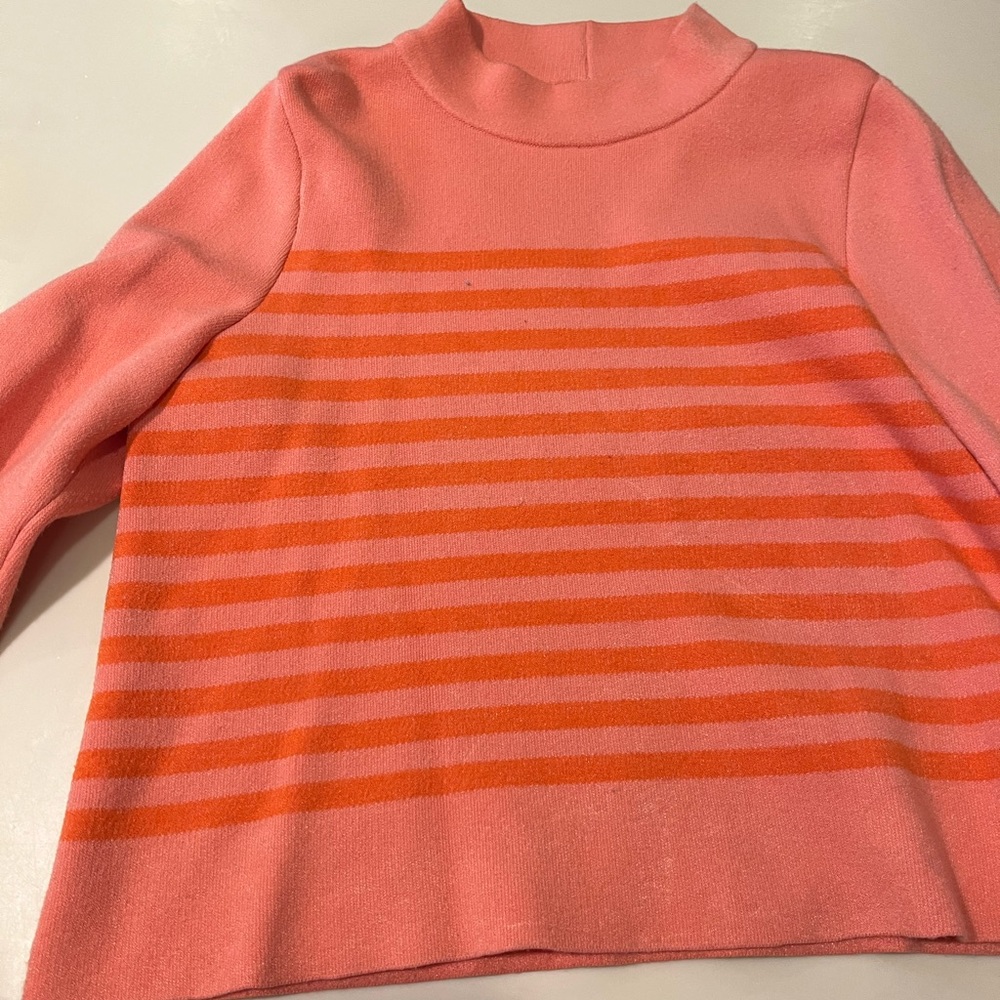 Anthropologie Pink and Orange Striped Turtleneck Sweater